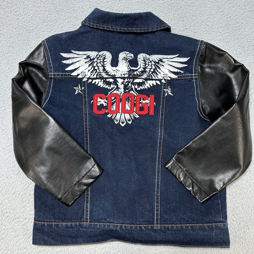 COOGI‎ Australia Jacket Youth 5 Denim Faux Leather Jean Street Wear Casual Coat